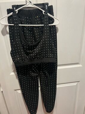 AKIRA Black Studded Track Joggers and Crop Tank Set